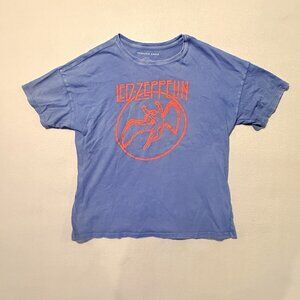 Led Zeppelin Shirt Short Sleeve Medium Blue & Orange American Eagle